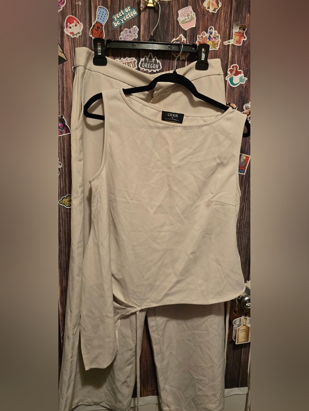 Cider Women's Cream Sleeveless Top and pant set